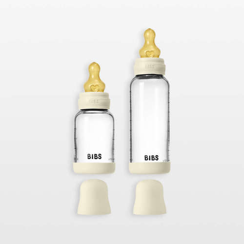 BIBS 4-Oz. and 8-Oz. Ivory Glass Baby Bottle with Latex Nipple