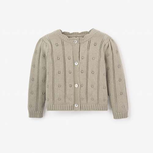 Sage Pointelle Knit Baby Cardigan – Elegant Baby