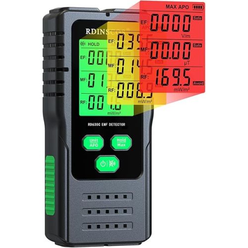 EMF Detector – 3-in-1 Electromagnetic Radiation Meter for AC Magnetic, AC Electric & Microwave Fields – Handheld EMF Reader for Home, Office & Smart Meters, Ideal for Non-Professional Users