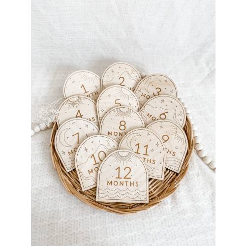 Boho Arch Baby Name Sign, Monthly Milestone, Birth Announcement, Wooden Markers, Modern, Minimal Gender Neutral Baby Photo Props