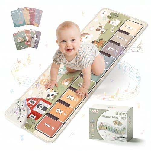 Floor Piano Mat, Piano Mat for Toddlers 1-3, Musical Mat, Toddler Toys | Music Mat with 45 Sounds & Music, Piano Mat with 8 Animal Sounds, Record & Playback, Sensory Toys, Girls Boys Gift