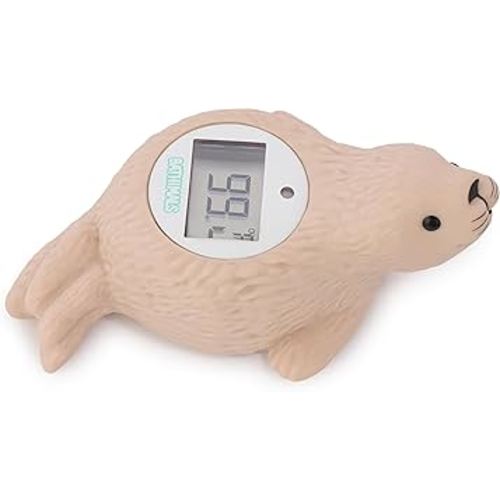 Baby Bath Thermometer | Baby Bath Toys | Adorable Seal Design | Safe Baby Thermometer for Infants | Newborn Essentials | ℉/℃ | Beige