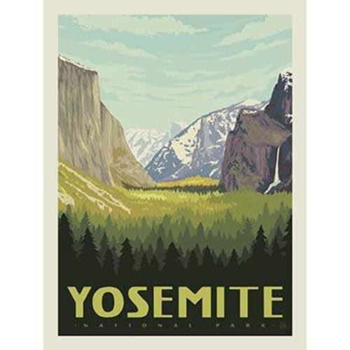 National Parks Poster Panel Outdoors Recreation Yosemite Fabric Panel - P8789 - Riley Blake Quilting Cotton Fabric