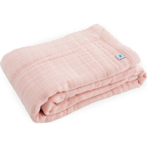 Cotton Muslin Baby Quilt, Light Pink