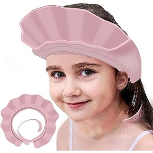 KOMIDK Baby Kids Shower Cap Shampoo Bath Bathing Hat Silicone Adjustable Washing Hair Shower Bathing Protection Shower Cap for Toddler, Baby, Kid, Children (Pink)