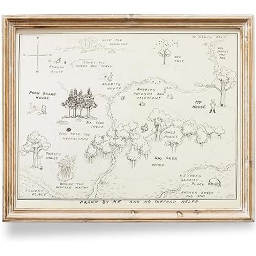 Winnie The Pooh Hundred Acre Wood Map - 11x14 Art Print (Unframed) | Neutral Nursery Decor | Kids Bedroom Wall Decor | A. A. Milne | Boys Room or Girls Room Artwork | Vintage Original Drawing