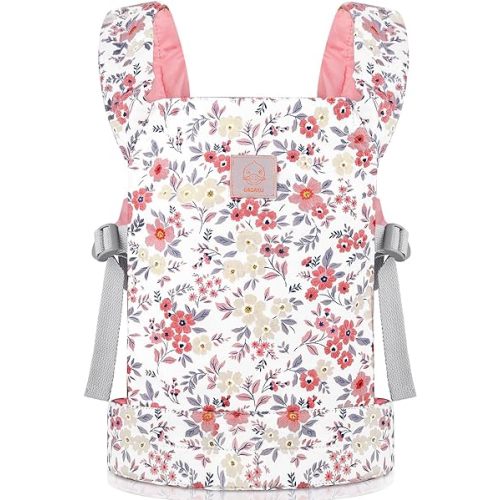 GAGAKU Baby Doll Carrier for Little Girls - Stuffed Animal Carrier Toy for Toddler - Pink Wax Flowers