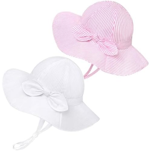 Baby Girl Sun Hat Summer Foldable Beach Hats with UPF50+ Sun Protection Wide Brim Toddler Bucket Hat Cap