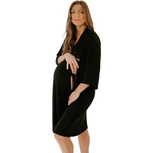 Lila Labor & Postpartum Gown in Black