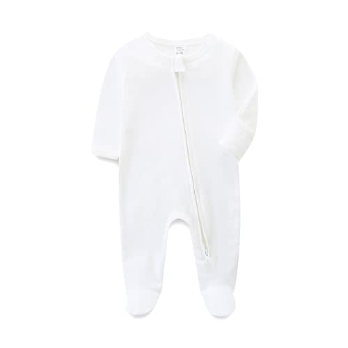 Unisex Baby Boy and Girl Zipper Onesie Solid Toddler Footie One-piece Infant Romper Jumpsuit