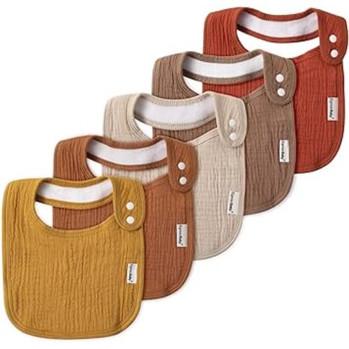 Muslin Bibs for Baby Boys Girls,Organic Muslin Baby Bib for Drooling and Teething,Soft Bandana Drool Bibs 5 Pack