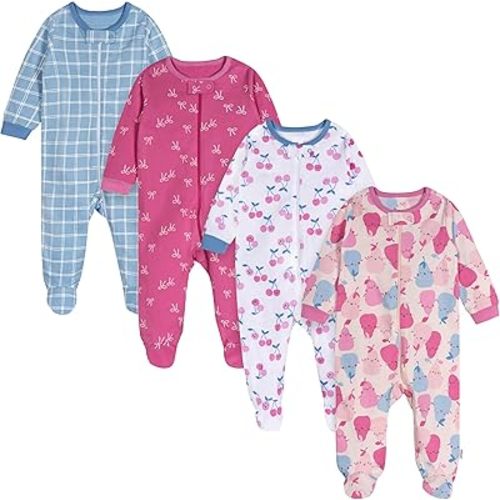 Onesies Brand Baby Girls' 4-pack Sleep 'N Play Footies Multi Pack