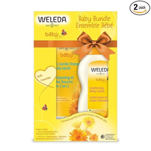Weleda Baby Calendula Body Lotion and Shampoo-Body Wash Bundle, 6.8 Fluid Ounce (Pack of 2), Plant Rich Baby Care with Calendula and Sweet Almond Oil