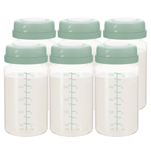 10oz Breastmilk Storage Bottle, Breast Milk Container Collection Bottles for Fridge & 22oz Momcozy Breast Milk Cooler, Wide Neck Baby Bottles Compatible with Spectra Motif Luna Flange, 6PCS