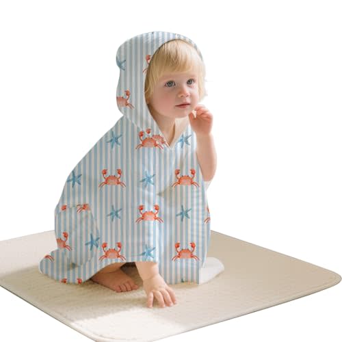 Happy Flute Baby Towels with Hood – Soft Hooded Towels for Kids 0-4 Years, Baby Bath Towels & Wash Cloths–Ideal Baby Beach Towel & Newborn Baby Towels for Girls & Boys (Crab)