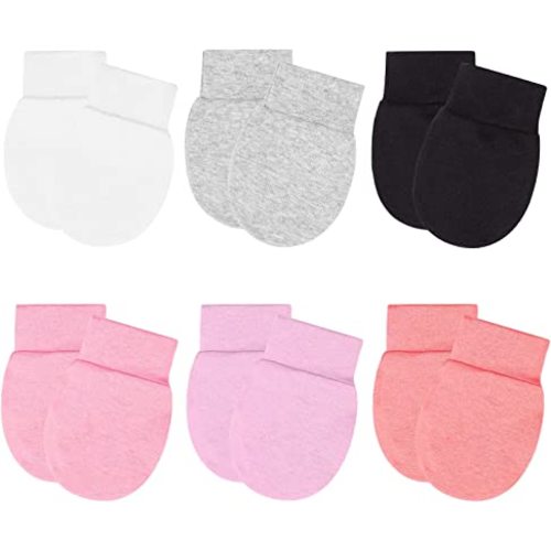 Moufles anti-griffures pour nouveau-né en coton respirant, sans rayures, pour bébé garçon et fille, 6 paires JANGANNSA, 0-6 mois