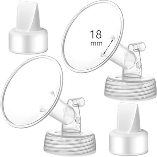 18mm Flange and Duckbill Valve Compatible with Spectra S1 S2 9 Plus Breastpump Replacement to Spectra Pump Parts, Not Original, Replace Accessories.