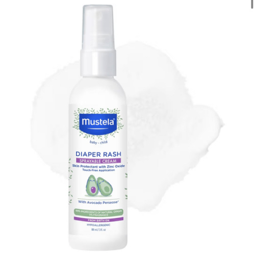 Mustela Baby Diaper Rash Cream Spray – Touch-Free protectant with Zinc Oxide & Natural Avocado - Treats, Soothes and Prevents Diaper Rash- Fragrance-Free - 3 fl. oz