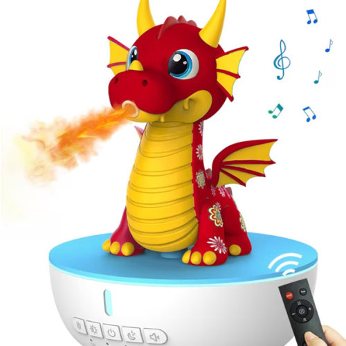 Aromatherapy Dragon Humidifier, 200ML Essential Oil Diffuser with Remote & Timer, White Noise Machine with 10 Soothing Sounds, Cute Small Humidifiers for Kids Bedroom, Home, Office (Red)