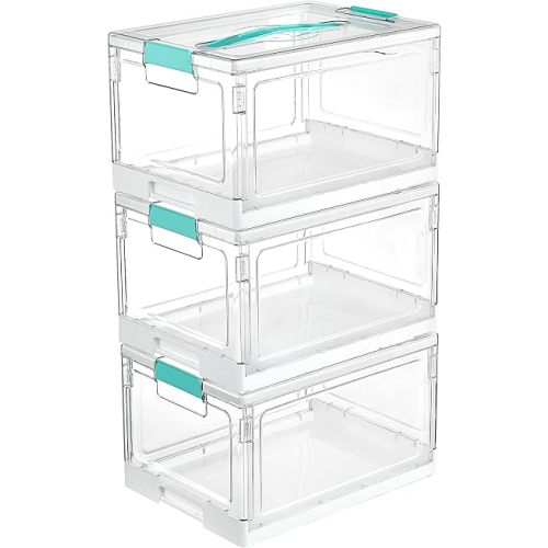 Vtopmart 24 QT Clear Plastic Stackable Storage Bins with Lids, 3 Pack