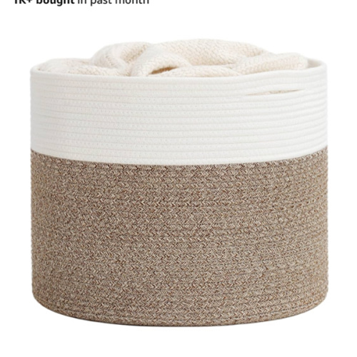 Goodpick 15.8 x 15.8 x 13.8 Inches Blanket Basket - Cotton Rope Baskets for Blankets & Toys, Nursery & Living Room Decor (Soft Material Design)