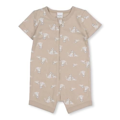 Light Brown Baby Short Sleeve Zip Romper | Best&Less™ Online