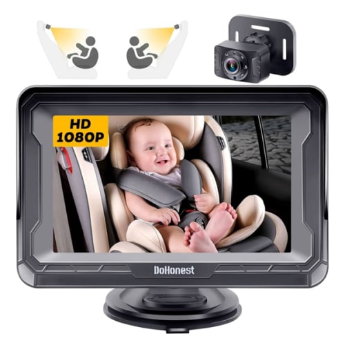 DoHonest Baby Car Camera HD 1080P - Rear-Facing Car Baby Monitor with Night Vision, Adjustable View Angle, Easy Setup, Anti-Glare Display, Safety for Kids & Infants