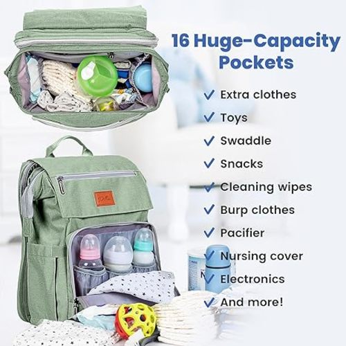 PILLANI Baby Diaper Bag Backpack - Large Bag for Boys & Girls, Waterproof Diaper Backpack - Travel Diaper Bags w/Changing Pad, Baby Registry Search & Shower Gifts - Essentials Must Haves Newborn Stuff