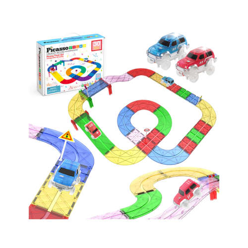 Magnetic Race Track Set with Cars 30pc | PicassoTiles · PicassoTiles