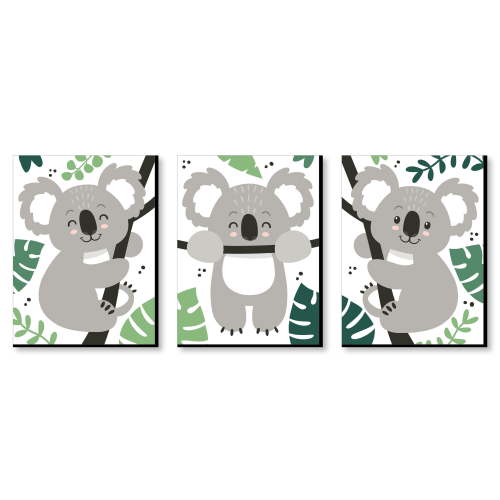 Big Dot of Happiness Koala Cutie - Bear Nursery and Kids Room - 7.5 x 10 inches - Wall Art Set of 3 Prints