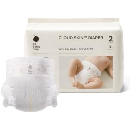 Bc Babycare Cloud Skin Baby Diapers, Size 2 (12-18 lbs), 31 Count – Ultra Soft & Dry, Leak-Proof Overnight Comfort, Hypoallergenic, Totally Chlorine-Free