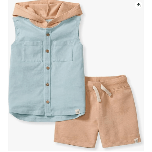 12 months Burt's Bees Baby baby-boys Shirt and Pant Set, Long Sleeve Top & Bottom Outfit Bundle, 100% Organic Cotton