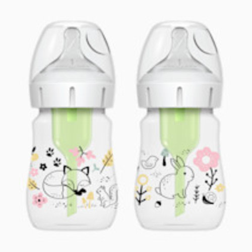 Dr. Brown's Anti-colic Options+ Wide-Neck Baby Bottle, 5oz (2 Pack) - Woodland Designs, 5 Oz