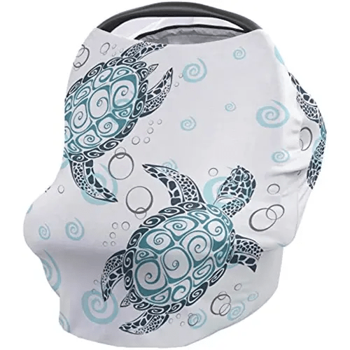 Baby Car Seat Covers Turtle, Nursing Cover Breastfeeding Scarf/Shawl, Infant Carseat Canopy, Stretchy Soft Breathable Multi-use Cover Ups, Sea Marine Animal Tortoise Turtle