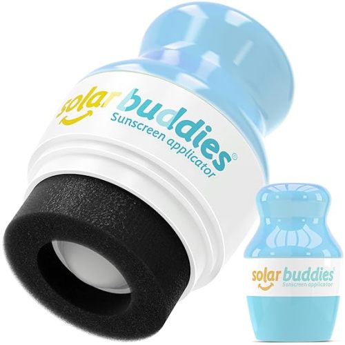Solar Buddies Sunscreen Applicator - Single Blue - Refillable Roll on Sponge Sunscreen, Suncream & Lotion Applicator For Kids, Adults & Families - Holds 3.4fl oz, Perfect Size for Travel
