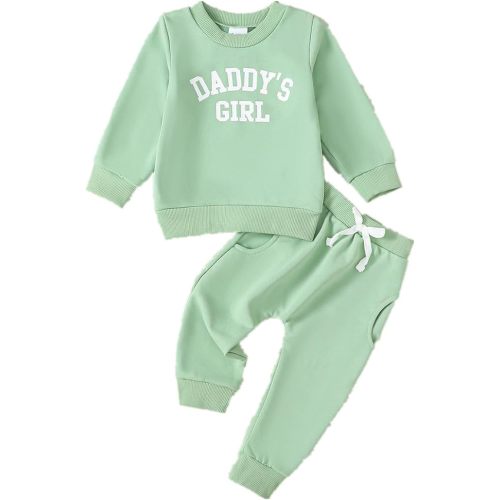 3M-3T Daddys Toddler Baby Girl Clothes Long Sleeve Letter Print Sweatshirt+ Pants 2Pcs Baby Girl Outfits Set
