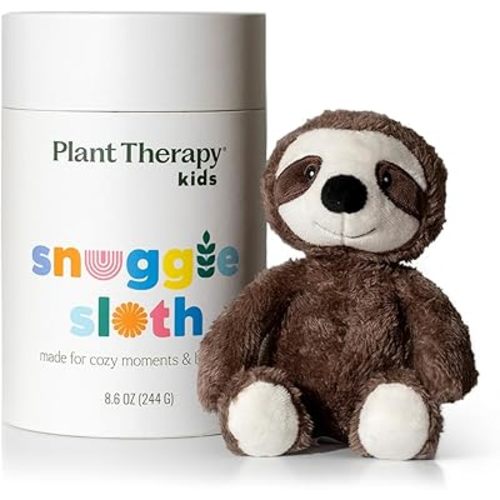 Plant Therapy Kids Snuggle Sloth Irresistibly Adorable & Huggable, Gently Weighted to Help Kids Feel Calm & Comforted, Microwave or Freeze for Soothing Warmth or Cool Relief, Great for Travel