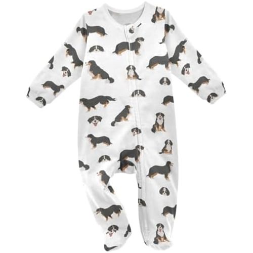 vvfelixl Bernese Mountain Dog Baby Sleepers For Girl Boys Newborn Baby Play One-Piece Footies For 0-24 Months