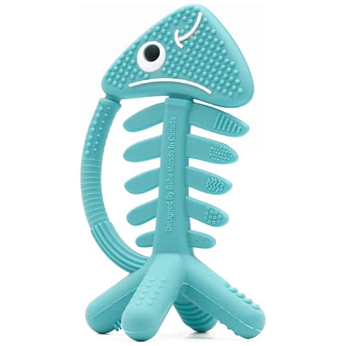 3 in 1 Infant Toys, Baby Teething Toys 3–6 6–12 Months, Teethers for Babies 0–3–6–12 Months for Teething Relief, Baby Gift, Baby Teether Toys, Silicone Sensory Toys, USA Patent Pending, Fish Turquise