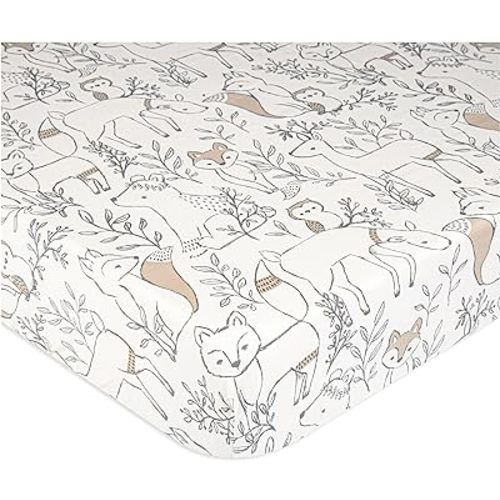 Crane Baby Crib Sheet, Woodland Animal Crib Sheets & Toddler Sheets, 100% Cotton Crib Sheets for Standard Crib Mattress, 28"x 52", Breathable Crib Sheets, Fitted Crib Sheets for Boys and Girls