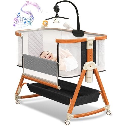3 in 1 Bassinet,Baby Bassinets Bedside Sleeper with Musical Toy