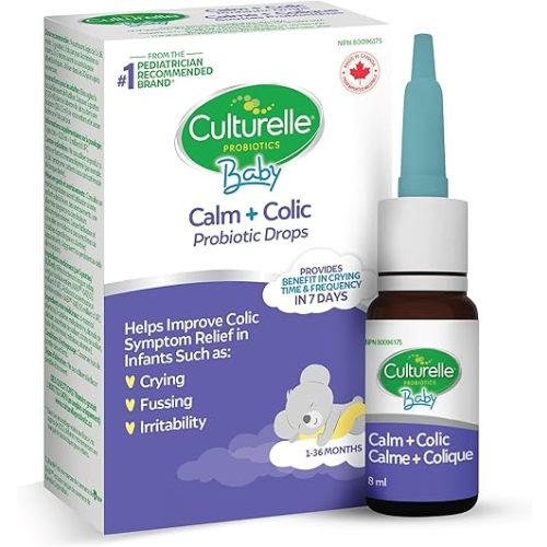 Culturelle Probiotics Calm Plus Colic Baby Probiotic Drops, 8 ml, Helps Soothe Colic, Fussiness, Crying & Irritability, Supports Digestive Health and Comfort for Babies 1-36 Months