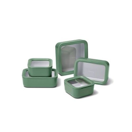 Caraway Home 13pc Food Storage Set Sage: Ceramic-Coated Glass Containers, Oven & Microwave Safe, Hand Wash