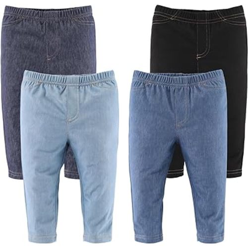 The Peanutshell Baby Jeggings for Boys and Girls, Super Soft Stretchy Denim, Unisex 4 Pack - 1962PAN4 - 3 Months