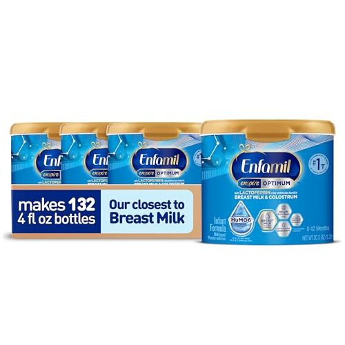Enfamil Enspire Optimum Baby Formula, with Immune-Supporting Lactoferrin, Our Closest Formula to Breast Milk, Brain Building DHA, Dual Prebiotics, Infant Formula Powder, Baby Milk, 20.5 Oz, Pack of 4