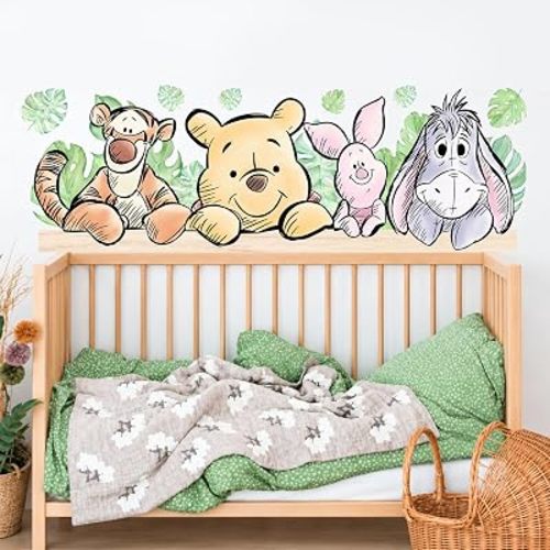 Winnie Wall Stickers for Kids, Winnie Character Wall Stickers, The Pooh Party Decorations, Winnie Removable Stickers for Baby Kids Nursery Children Room Bedroom Living Room Playroom Wall Decoration