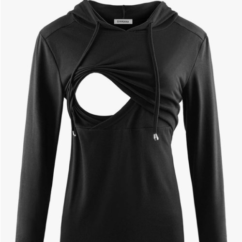 GINKANA Women's Nursing Hoodie Sweatshirt Long Sleeves Breastfeeding Maternity Tops Casual Clothes