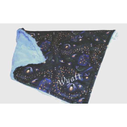 Firefly Blanket, Personalized Camping Outdoors Bedding, All Sizes, Satin Ruffle Option
