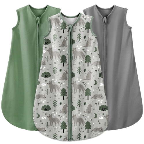 Yoofoss Newborn Snuggle Sleep Sack, 100% Cotton, 2-way Zipper, Unisex, 3 Packs (0-6 Months)