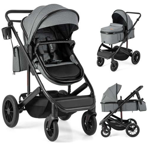 Gymax 3-in-1 Newborn Stroller Folding Convertible High Landscape Toddler Stroller Gray - Walmart.ca